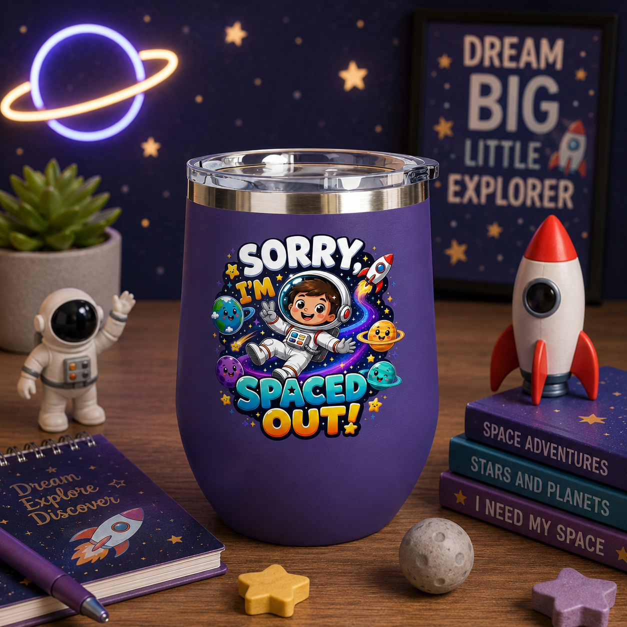 Spaced Out  — 12oz Insulated Space-themed Travel Cup