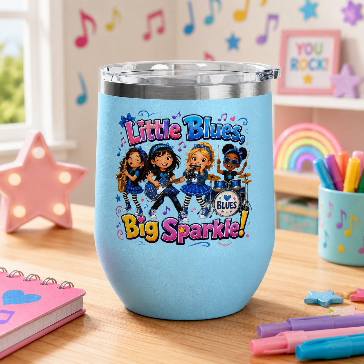 "Little Blues Big Sparkle" Insulated 12oz Travel Cup