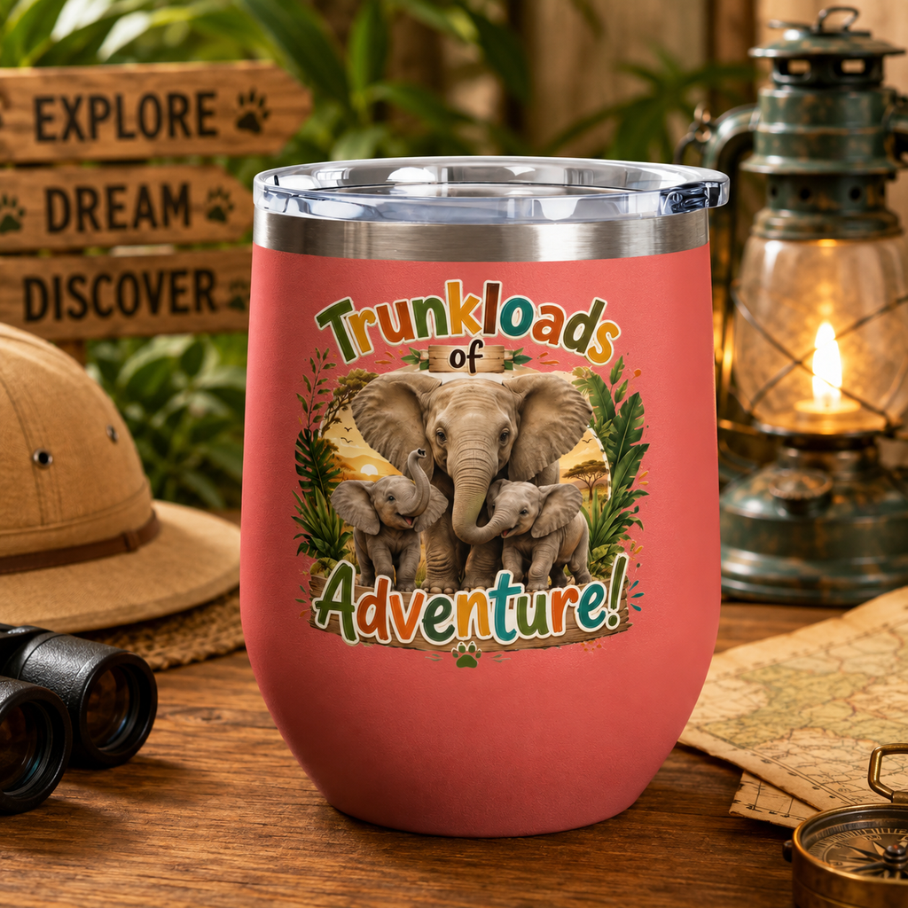Elephant 'Trunkloads of Adventure' 12oz Tumbler