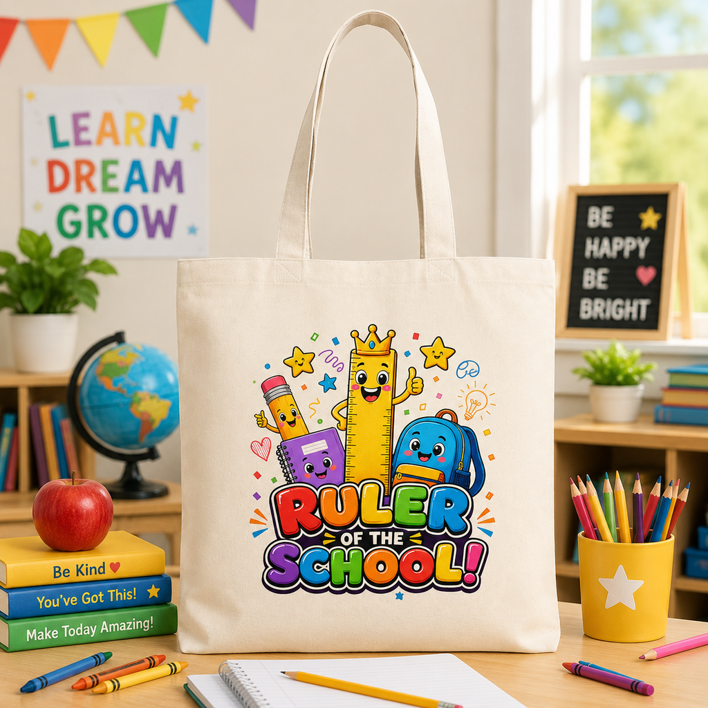 Ruler of the School Tote Bag — Cute Back-to-School Kids Canvas Tote