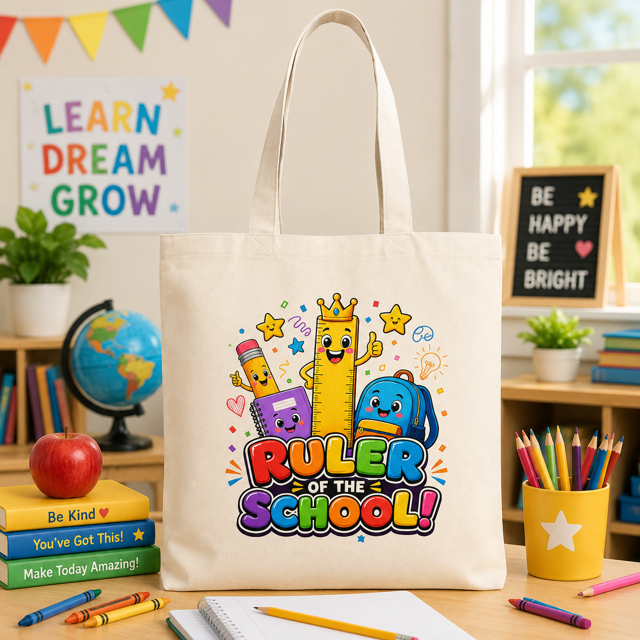 Ruler of the School Tote Bag — Cute Back-to-School Kids Canvas Tote