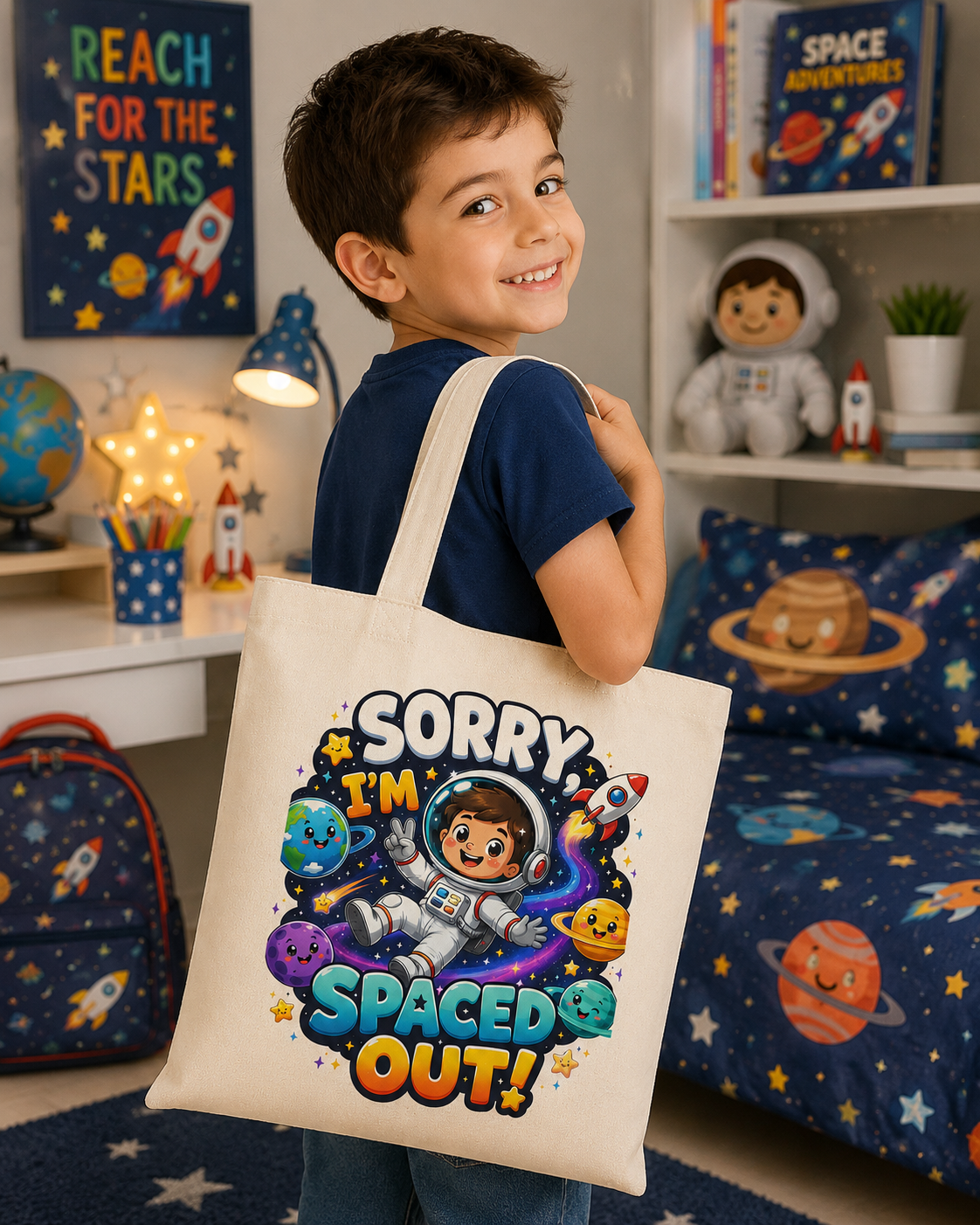 Sorry I’m Spaced Out! Cute Astronaut Tote Bag